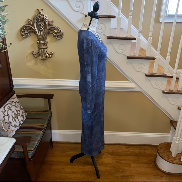 NWT’s Almost Famous Denim Print mesh Maxi Dress - Picture 10 of 12